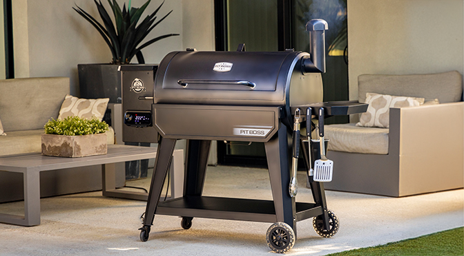 Pit Boss Grill sitting on a patio with patio furniture